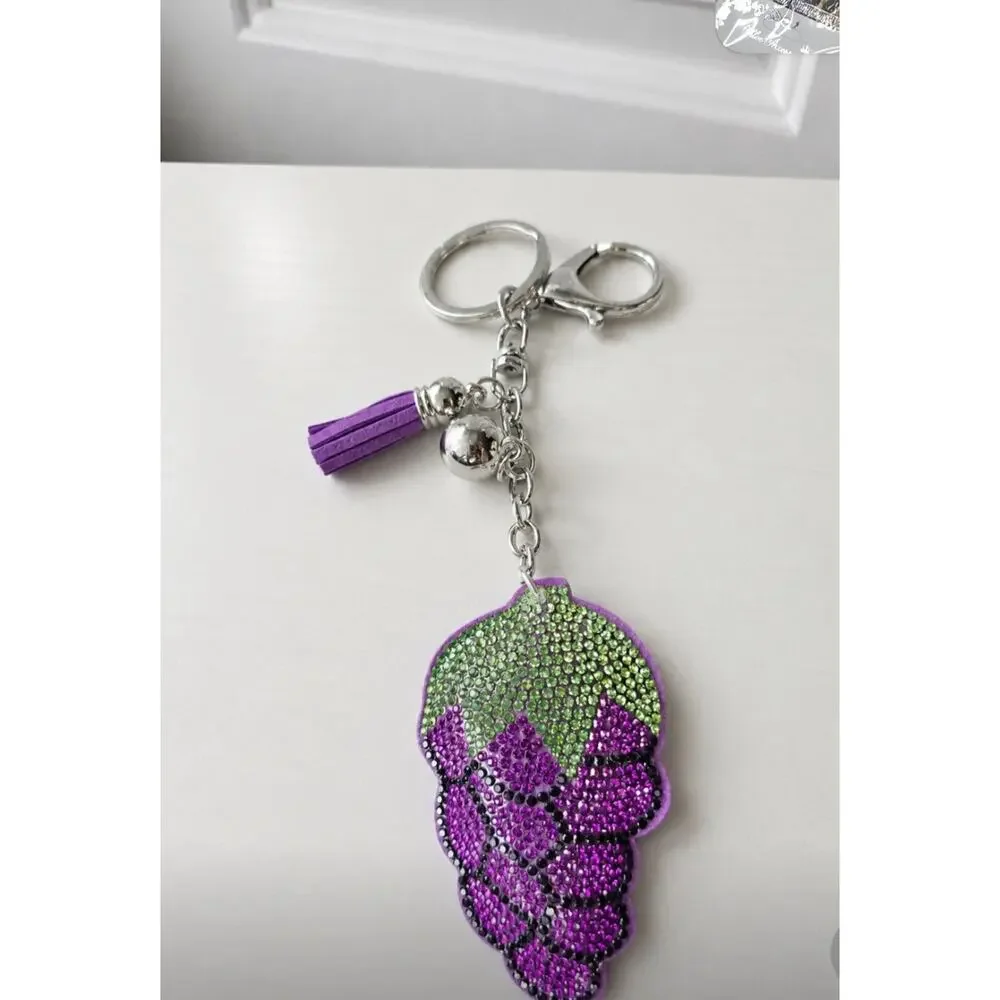 Rhinestone Purple Grape Bag Charm New